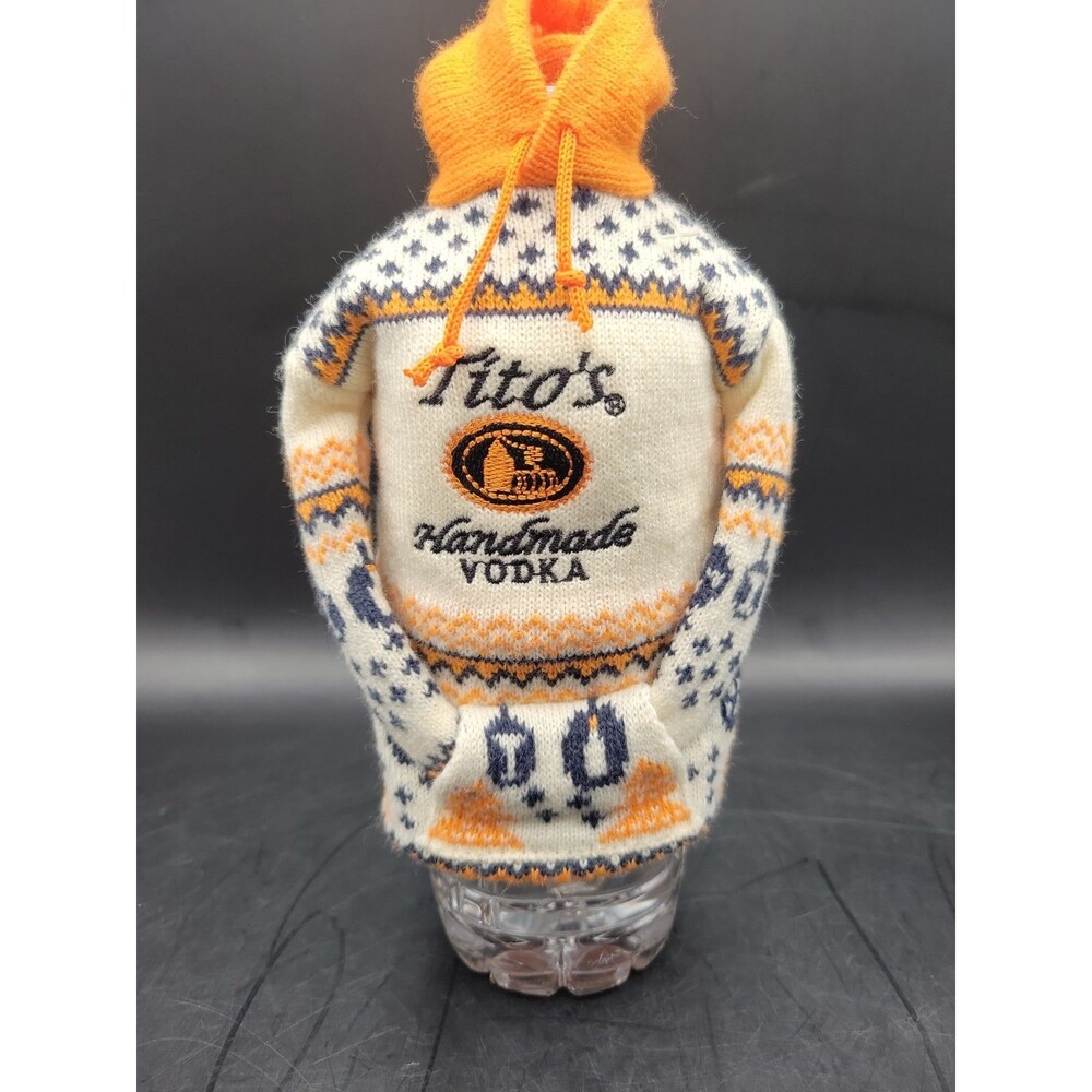Titos Vodka Hoodie Sweater Bottle Cover Holiday Gift Vodka For Dog People Orange